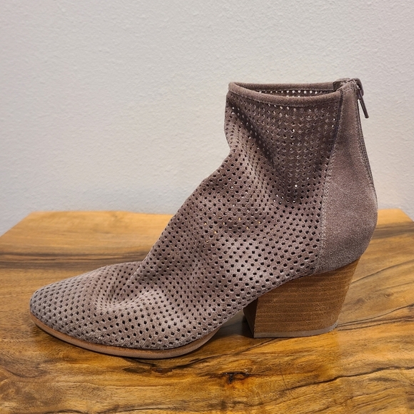 Jeffrey Campbell Janelle Taupe Suede Laser Cut Booties - Picture 6 of 11